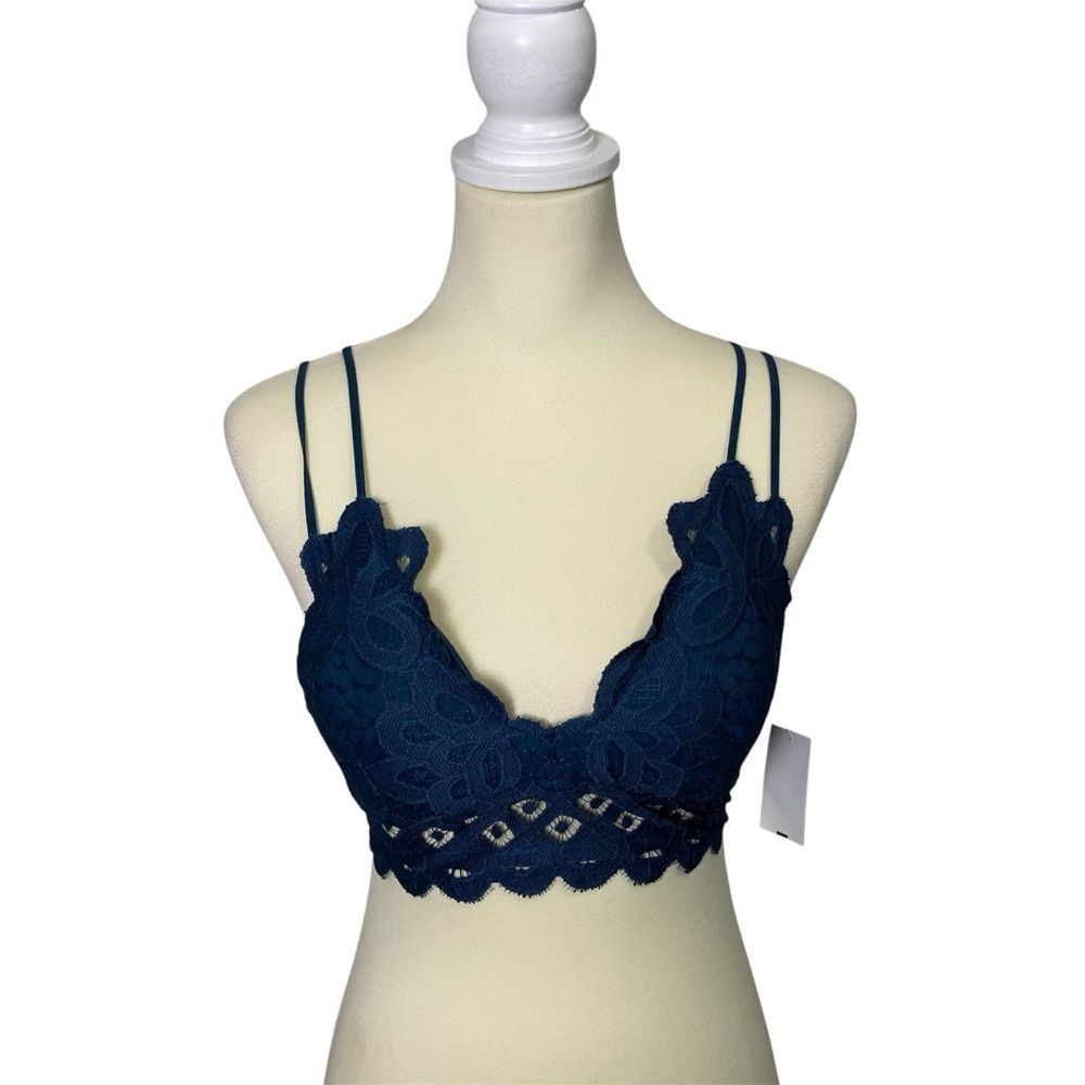 NWT Wishlist Dark Teal Lace Coquette Girl Stertchy Bralette Women's Size Small